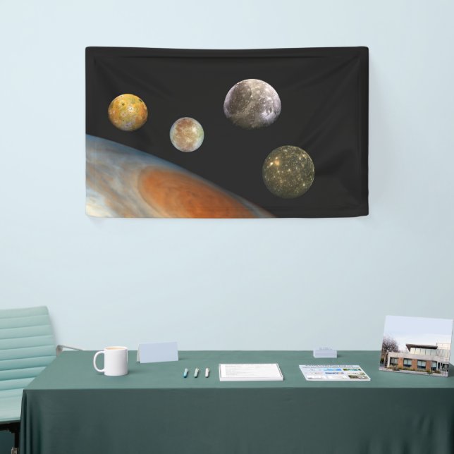 Banderoles Jupiter et quatre lunes satellites Galiléens (Salon professionnel)