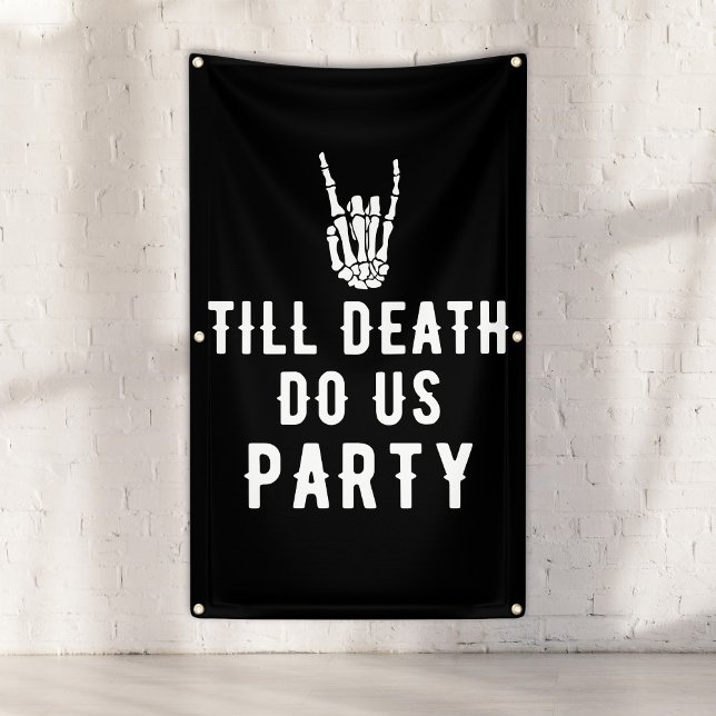 Banderoles Jusqu'à la mort Fête Noir Tall Skeleton Party (Till Death Do Us Party Black Tall Skeleton Party Banner
)