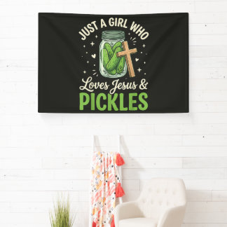 Banderoles Juste une fille qui aime Jésus et les cornichons
