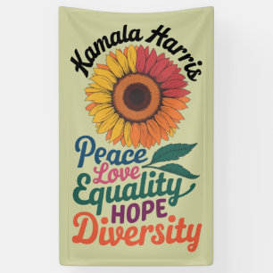 Banderoles Kamala Harris Peace Love Equality Hope Diversity
