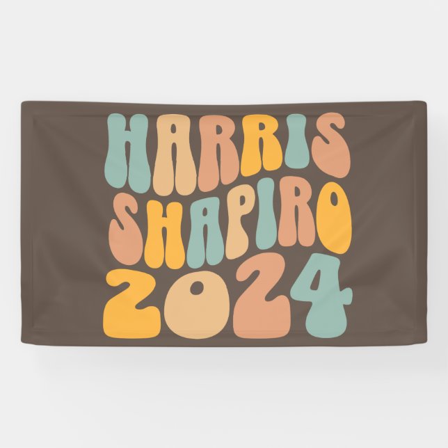 Banderoles Kamala Harris Shapiro Wavy Text Retro tendance (Horizontal)