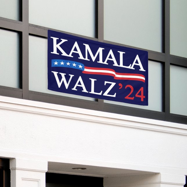 Banderoles Kamala Harris Walz 2024 Évidemment bleu (Bâtiment extérieur)