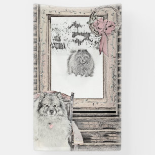 Banderoles Keeshond Noël hiver fenêtre Peinture Chien Art