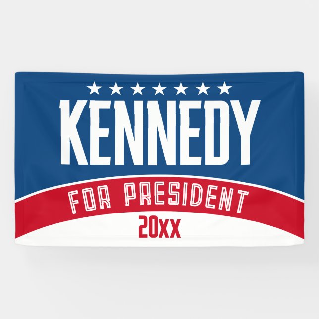Banderoles Kennedy 2024 - rouge blanc bleu simple moderne (Horizontal)