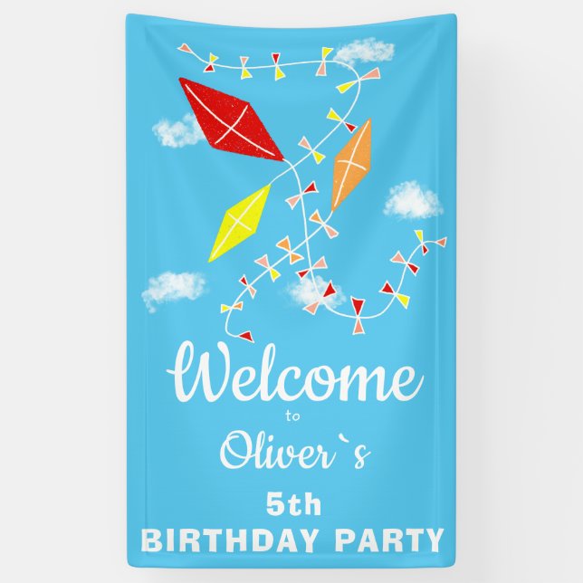 Banderoles Kites dans Sky Blue Anniversaire de enfant Party B (Vertical)