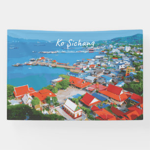 Banderoles Ko Sichang, Thaïlande - Vue animée sur le port