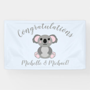 Banderoles Koala Bear Baby shower Rose Girl