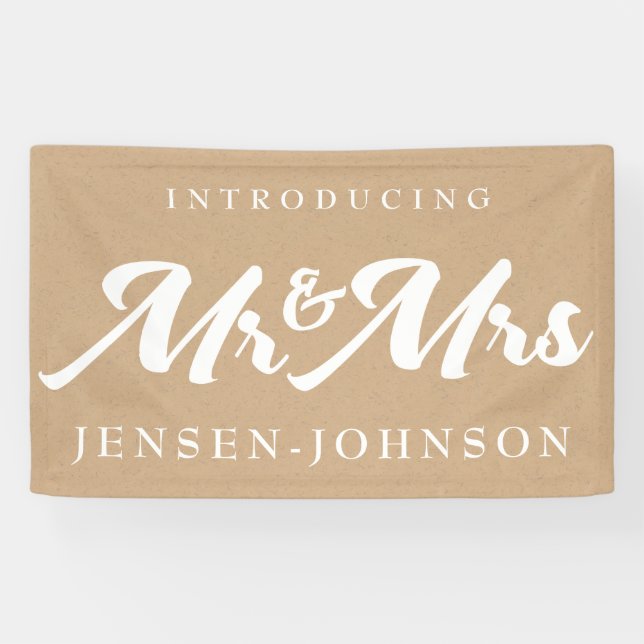 Banderoles Kraft White Neutral M & Mme Mariage Banner Decor (Horizontal)