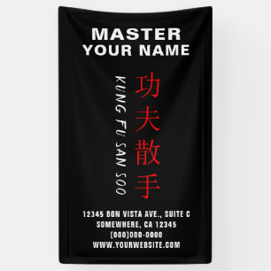 Banderoles Kung Fu San Soo Typographie anglaise et chinoise