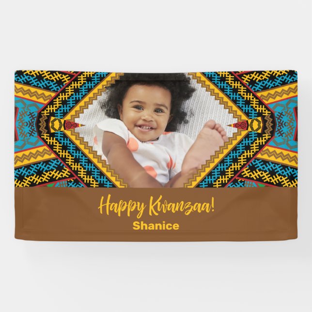 Banderoles Kwanzaa Patter Diamond Couleur Lumineuse Personnal (Horizontal)