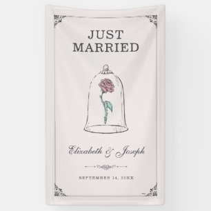 Banderoles La beauté et la bête   Mariage Rose enchanté
