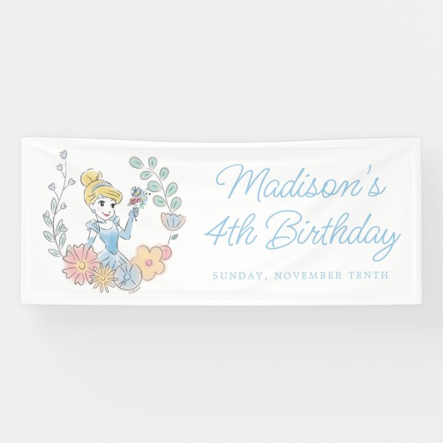 Banderoles La Cendrillon de Disney | Floral Aquarelle Anniver (Horizontal)