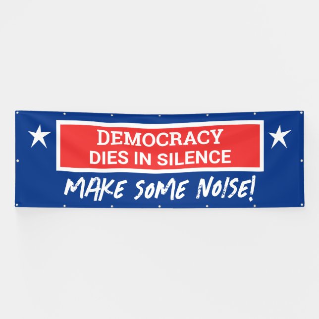 Banderoles La Démocratie Mort Dans Le Silence (Horizontal)