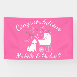 Banderoles La fille rose Baby shower de Goldendoodle Dog