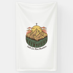 Banderoles La foi peut déplacer les montagnes Vintage Mountai