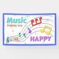 La Musique Me Rend Heureux Rainbow Notes Banner