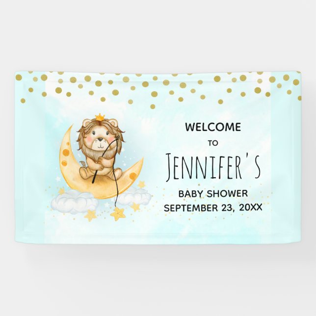 Banderoles La pêche au lion sur le Baby shower de la lune (Horizontal)