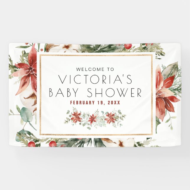 Banderoles La verdure florale de Noël | Accueil Baby shower (Horizontal)