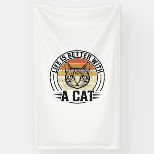 Banderoles La vie est meilleure avec un chat vintage chat con