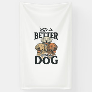 Banderoles La vie vintage est meilleure avec un chien vecteur