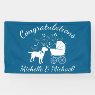 Banderoles Labrador Chien Baby shower Blue Boy Lab