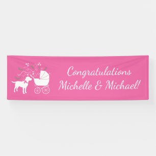 Banderoles Labrador Chien Baby shower Rose Girl Lab