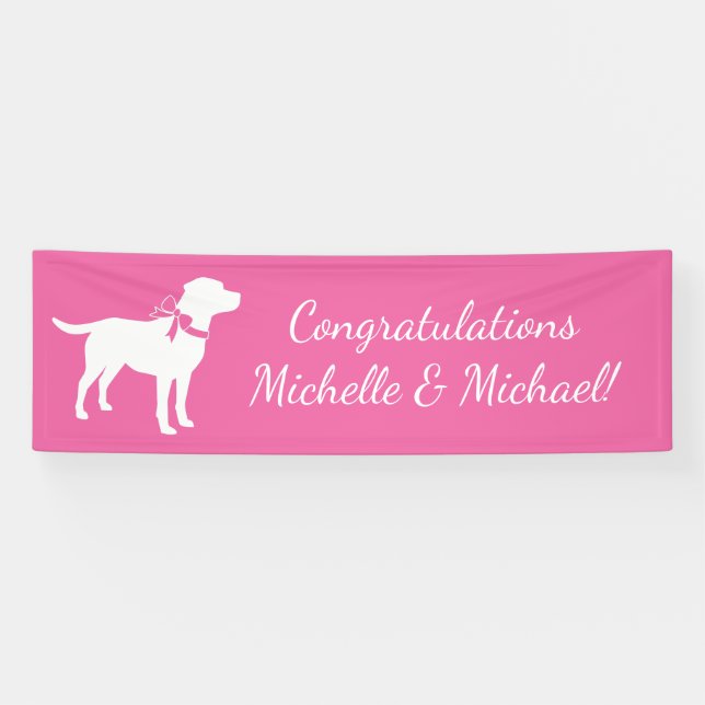 Banderoles Labrador Theme Chien Baby shower Pink Lab (Horizontal)