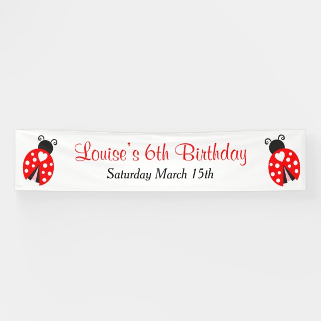 Banderoles Ladybug Ladybird Birthday Party (Horizontal)