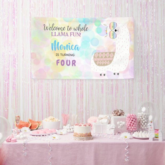 Banderoles Lama amusant, anniversaire de enfant coloré (Fête)