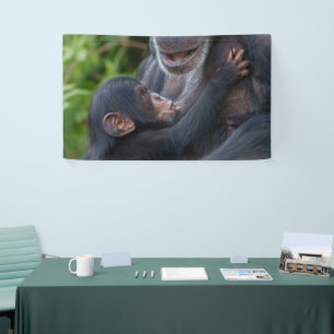 Banderoles L'amour maternel – bébé chimpanzé