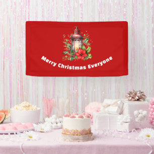 Banderoles Lanterne rouge de Noël Poinsettia et pin