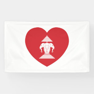 Banderoles Laotien Erawan 3 en tête du drapeau du coeur des é
