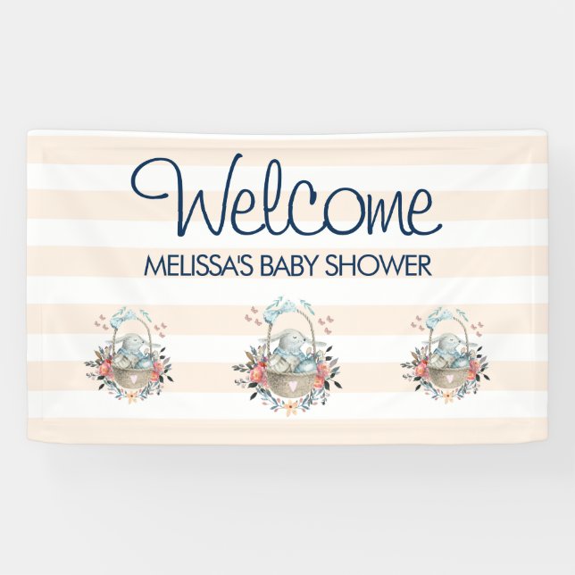 Banderoles Lapin vintage dans un Baby shower de robe (Horizontal)