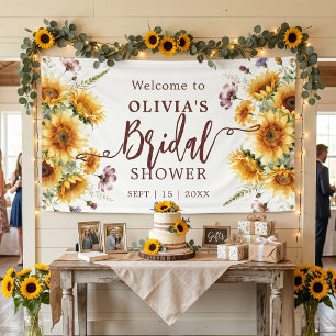 Banderoles L'arrosage de mariage floral rustique au tournesol