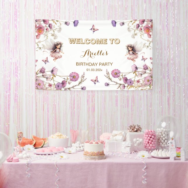 Banderoles Lavender Fairy fleur sauvage pixie Affiche de bien (Fête)