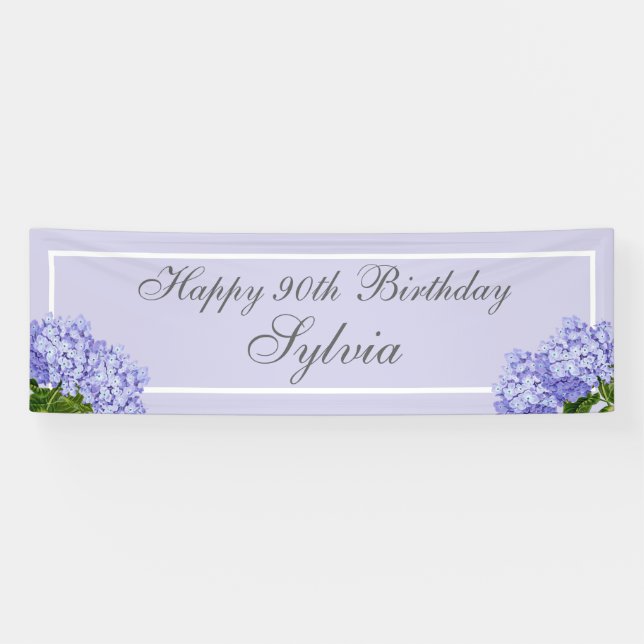 Banderoles Lavender Hydrangea Joyeux 90e anniversaire (Horizontal)