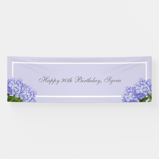 Banderoles Lavender Hydrangea Joyeux anniversaire (Horizontal)