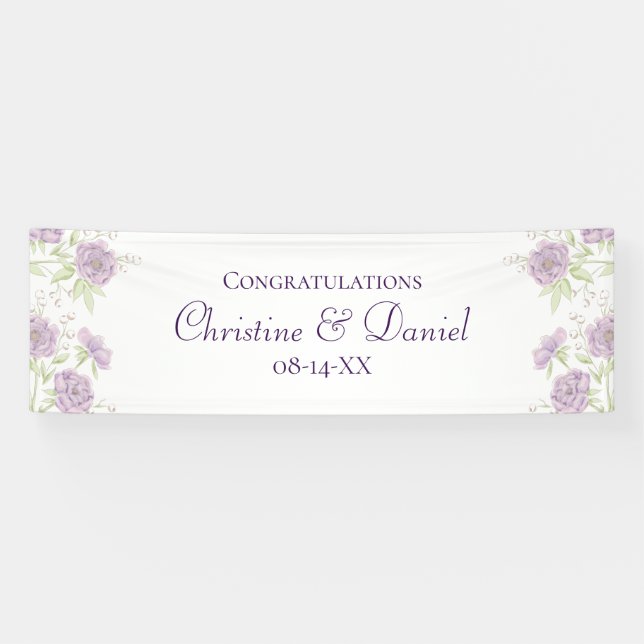 Banderoles Lavender Purple Rose Wedding (Horizontal)
