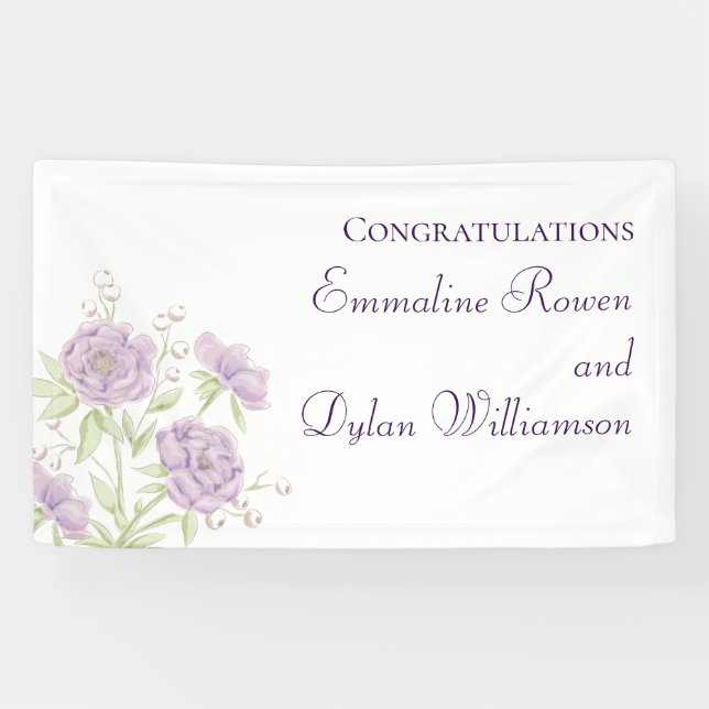 Banderoles Lavender Purple Rose Wedding (Horizontal)