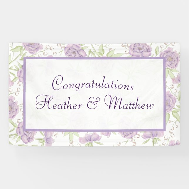 Banderoles Lavender Purple Rose Wedding (Horizontal)