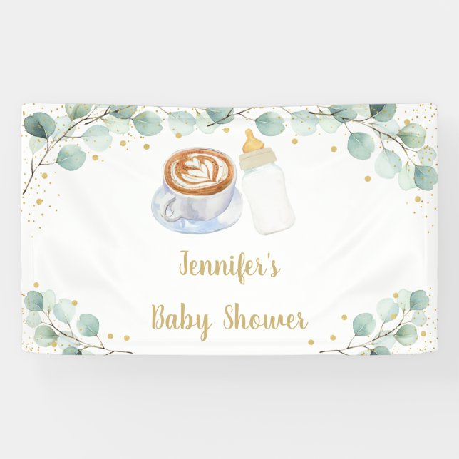 Banderoles Le bébé brasse du café Baby shower de verdure (Horizontal)