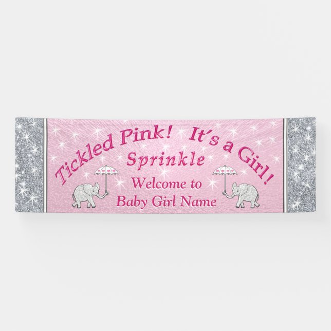 Banderoles Le bébé personnalisé arrosent la bannière, le rose (Horizontal)