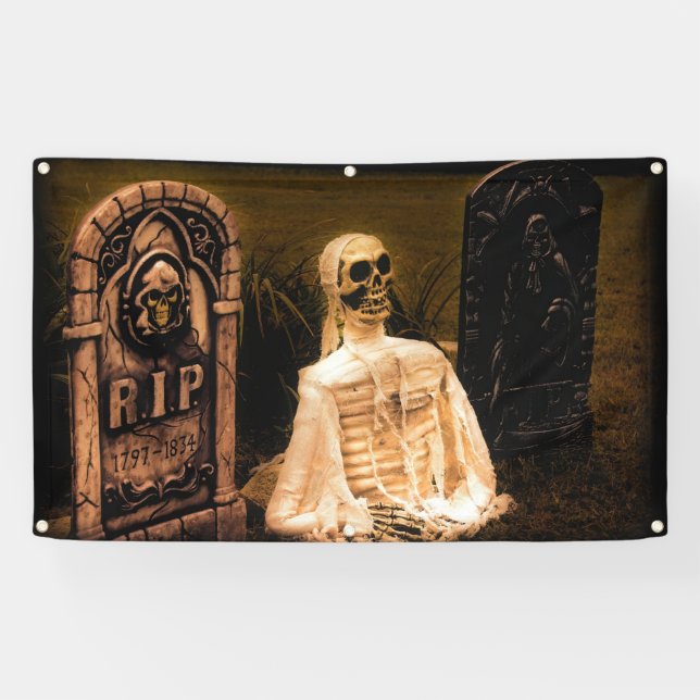Banderoles Le cimetière d'Halloween (Horizontal)