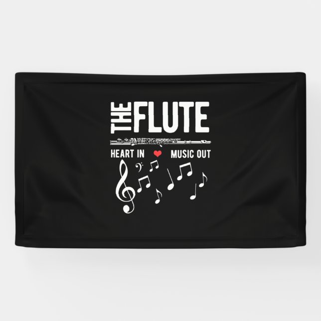 Banderoles Le Coeur De Flûte Dans La Musique (Horizontal)