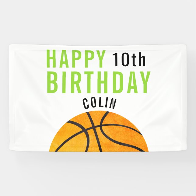 Banderoles Le joyeux anniversaire, basket-ball folâtre (Horizontal)