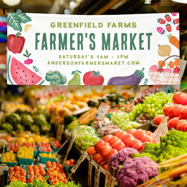 Banderoles Le marché des agriculteurs Votre nom d'entreprise  (Créateur téléchargé)