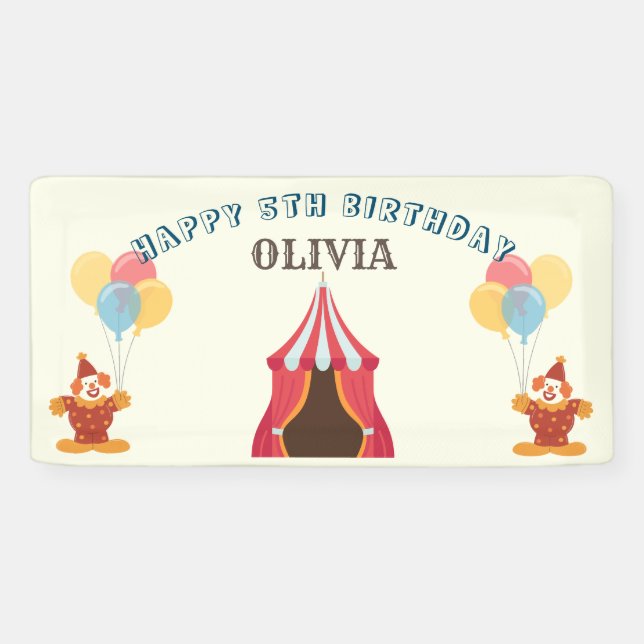 Banderoles LE PLUS GRAND 5E anniversaire Cirque THÈME (Horizontal)