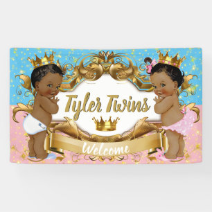 Banderoles Le prince/princesse africains Pink/bleu et or