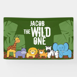 Banderoles Le Safari d'anniversaire vert foncé et sauvage