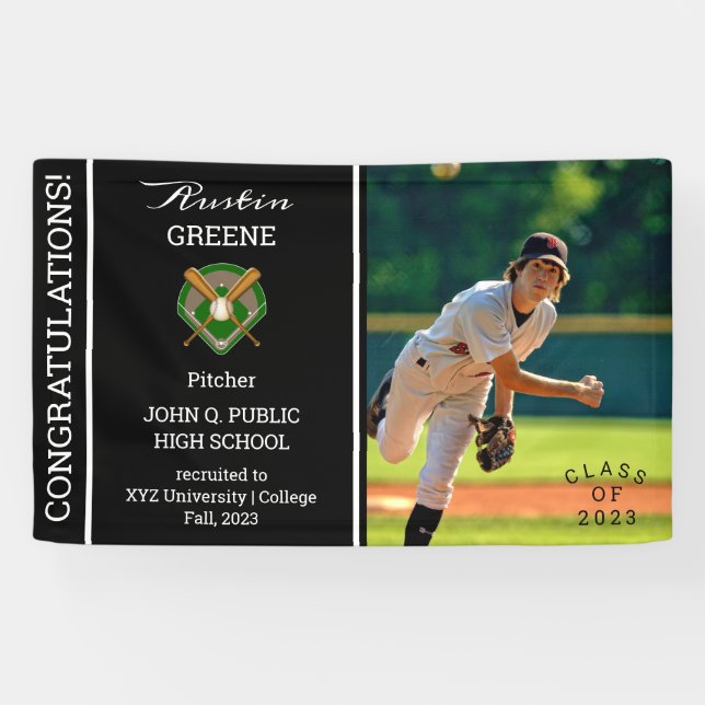 Banderoles Lecteur de baseball photo Black Graduation (Horizontal)
